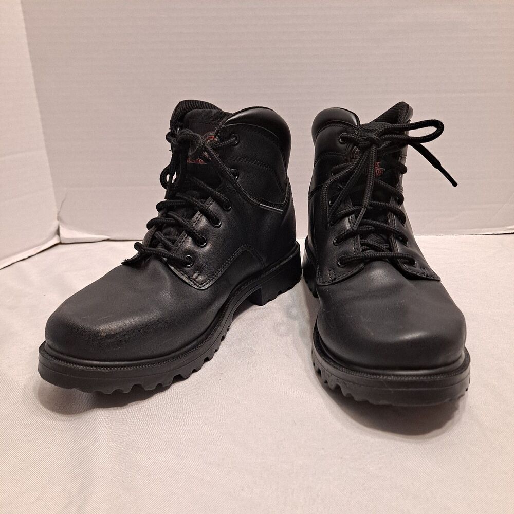 Brahma Escott Mens 9.5W Soft Toe Work Boot Slip/Oil Resistant Black Faux Leather